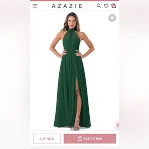 Azazie Iman bridesmaid dress in dark green. Size A4.